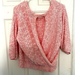 Women’s Michael Stars size large cozy pink and white crop sweater